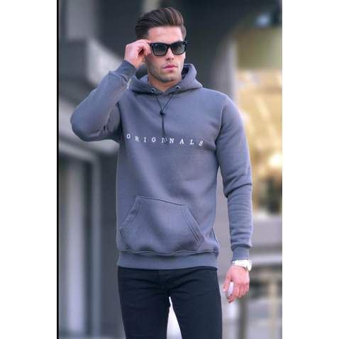 Madmext Men Printed Smoke Gray Sweatshirt 5340 - Füme