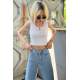 Mad Girls White Crop Top MG362 - Beyaz