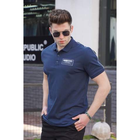 Men Navy Blue Polo T-Shirt - Lacivert