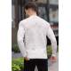 White Designed Knitwear Sweater 5971 - Kemik rengi