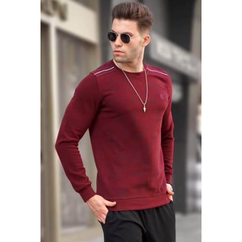 Maroon Designed Knitwear Sweater 5968 - Bordo