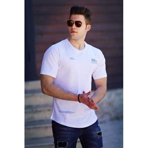 Madmext White Printed T-shirt for Men 4632 - Beyaz