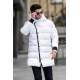 White Hoodie Long Puffer Jacket 5743 - Beyaz