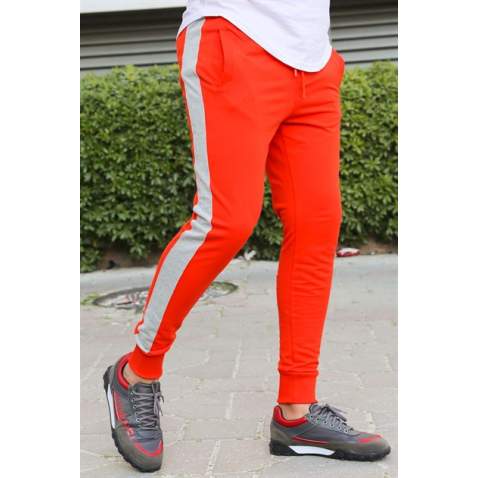 Mens Sweatpants In Striped Design Orange Color 2926 - Turuncu