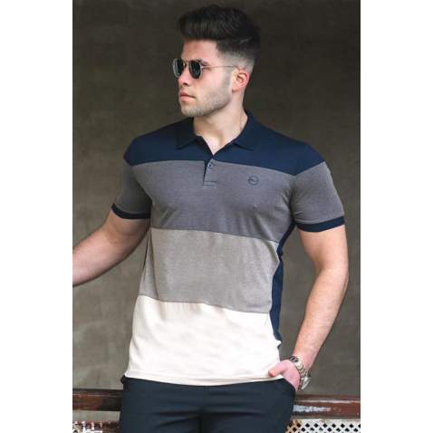 Madmext Men Navy Blue Polo T-shirt 5103 - Lacivert