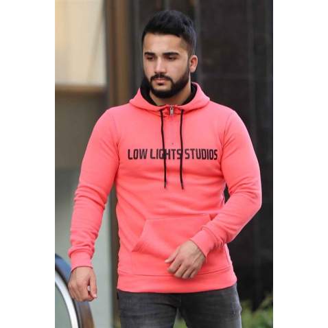 Madmext Soft Pink Zipper Detailed Hoodie 4159 - Pudra