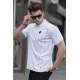 Men Striped White Polo T-Shirt 5879 - Beyaz