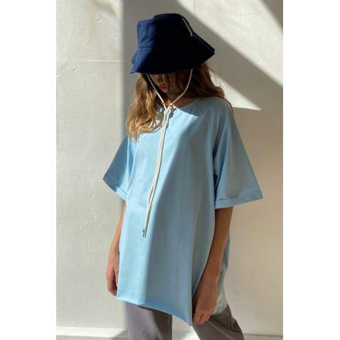 Mad Girls Oversize Blue T-shirt MG1354 - Mavi