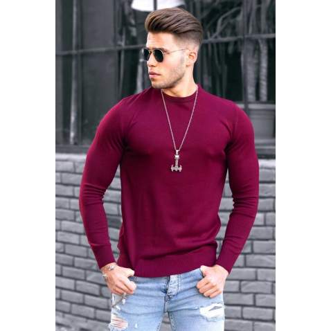 Madmext Claret Red Crew-Neck Basic Knitwear Jumper 4673 - Bordo