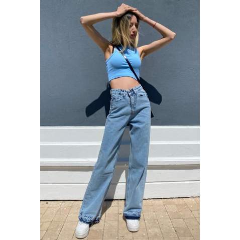 Mad Girls Blue Palazzo Jeans Mg1155 - Mavi