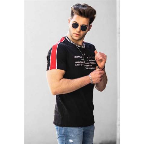 Madmext Black Printed T-shirt for Men 4530 - Siyah