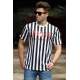 Madmext Black-White Striped T-shirt for Men 4003 - Beyaz