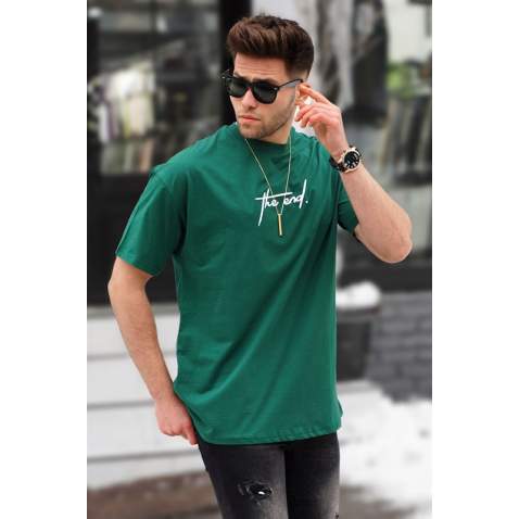 Madmext Men Embroided Green T-shirt 5380 - Yeşil