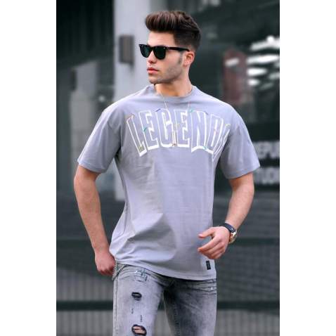 Madmext Men Printed Dye Gray T-Shirt 5393 - Boyalı gri