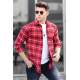 Madmext Men Checkered Red Shirt 4901 - Kırmızı