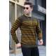 Khaki Striped Knitwear Sweater 5992 - Haki