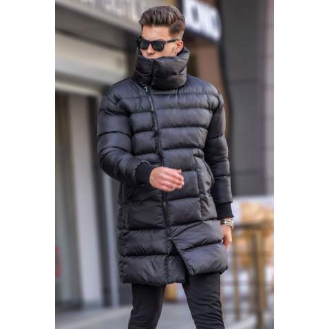 Black Long Puffer Jacket 5777 - Siyah