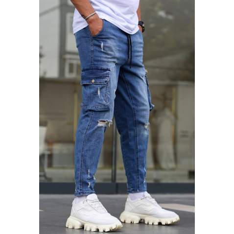 Madmext Navy Blue Cargo Jogger Jean 4303 - Lacivert