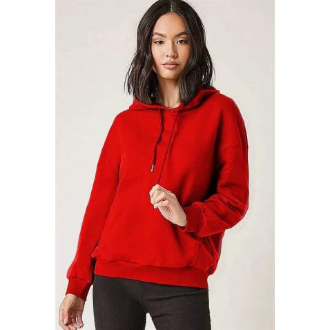 Mad Girls Red Women's Sweatshirt MG811 - Kırmızı