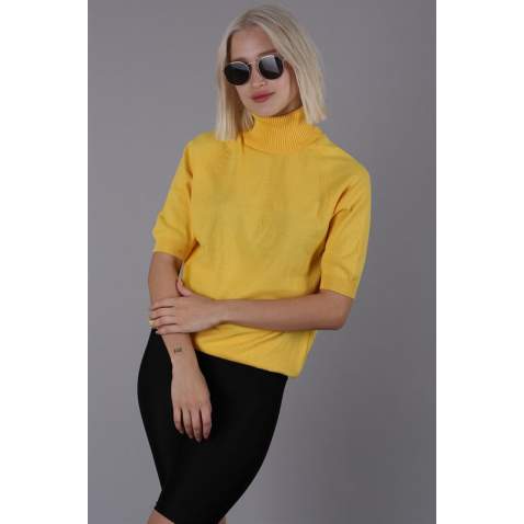 Yellow High Neck Knitwear Sweater MG1565 - Sarı