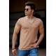 Madmext Camel Basic V Neck T-shirt for Men 4508 - Camel