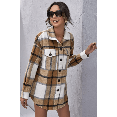 Mad Girls Yellow Checked Shirt MG042 - Sarı