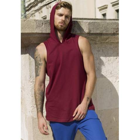 Madmext Men Maroon Hoodie Vest 2537 - Bordo