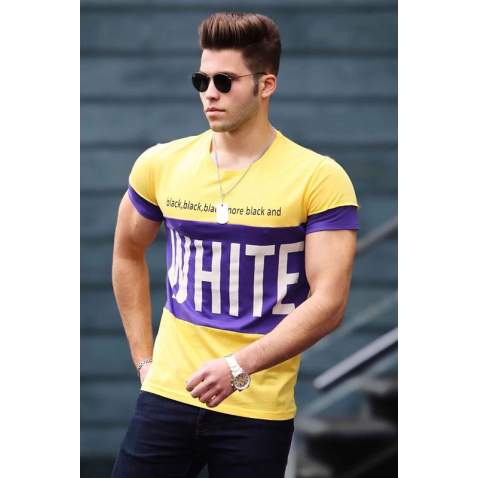 Madmext Yellow Printed T-shirt for Men 3067 - Sarı