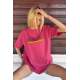 Women Printed Oversize Pink T-Shirt - Pembe