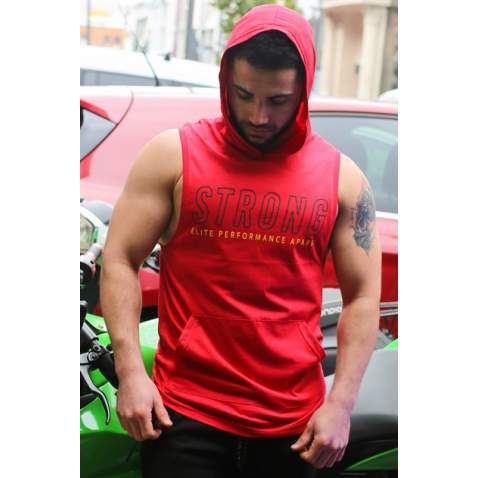 Sleeveless T-Shirt In Hooded Red 2992 - Kırmızı