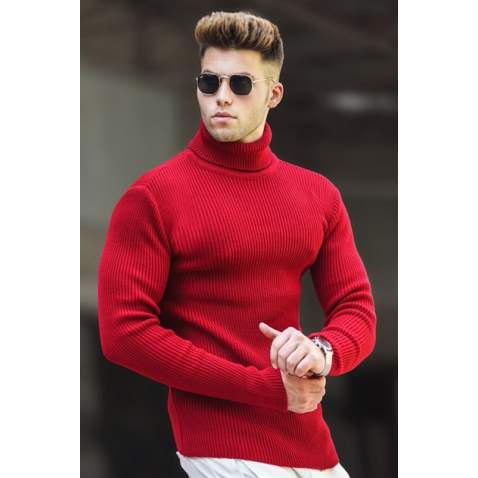 Madmext Men Turtleneck Red Sweater 5180 - Kırmızı