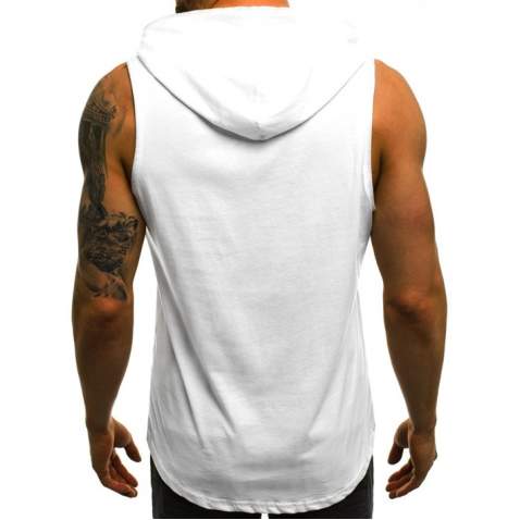 Madmext Men White Hoodie Vest 2563 - Beyaz