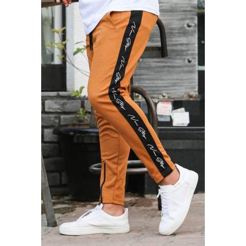 Madmext Camel Striped Sweatpants 2932 - Camel