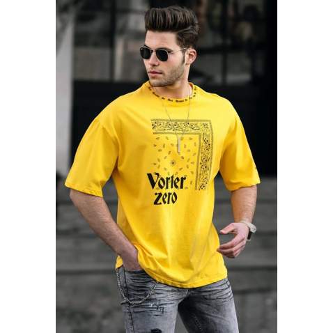 Madmext Yellow Printed T-shirt for Men 4964 - Sarı