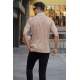 Men Designed Beige Polo T-Shirt 5876 - Bej