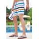 Madmext Men Striped Yellow Swim Shorts 2945 - Hardal