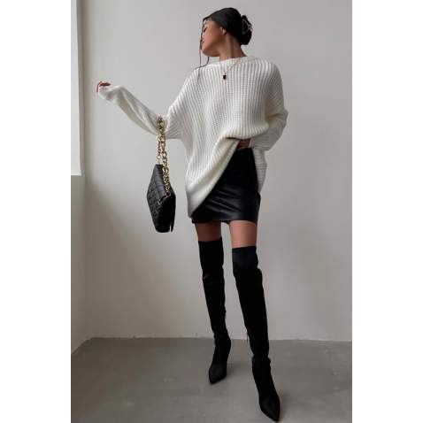 Mad Girls Oversize Ecru Sweater MG1344 - Ekru