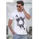 Madmext Men Printed White T-shirt 5061 - Beyaz