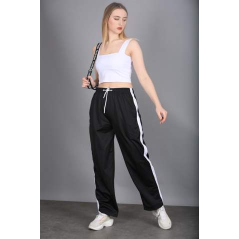 Mad Girls Black Bell Bottom Sweatpants MG1294 - Siyah