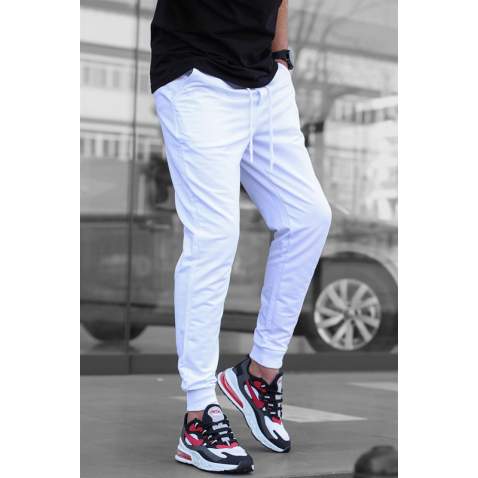 Madmext Men Elastic Bottom White Sweatpants 4821 - Beyaz