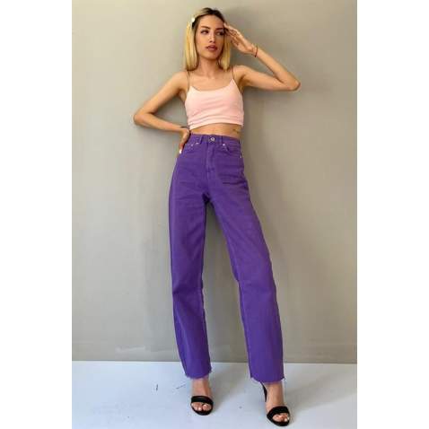 Mad Girls Purple Palazzo Jeans Mg1189 - Mor