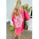 Mad Girls Printed Pink T-shirt MG1419 - Pembe