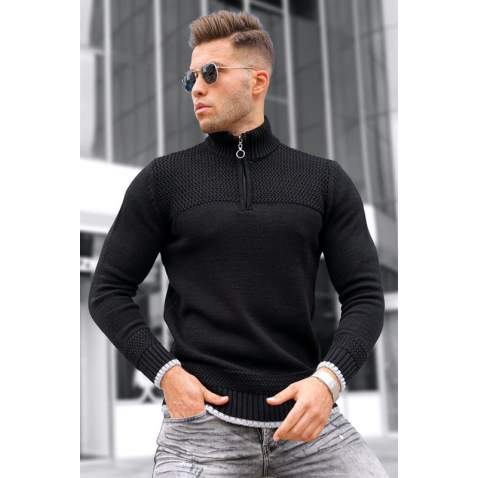 Madmext Men Black Zip Sweater 5613 - Siyah