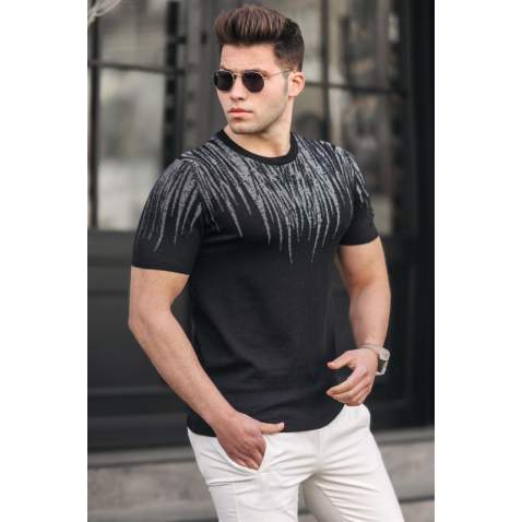 Madmext Men Knitwear Black T-shirt 5100 - Siyah