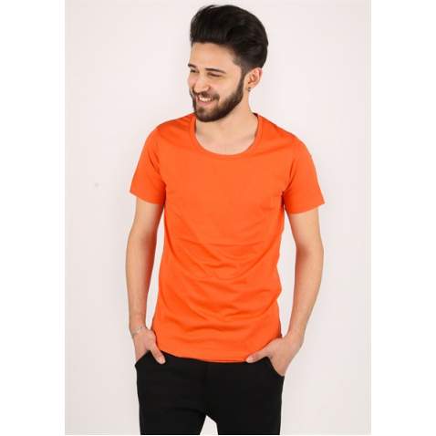 Madmext Men Orange Plain T-Shirt 2308 - Turuncu