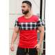 Madmext Red Plaid T-shirt for Men 3004 - Kırmızı