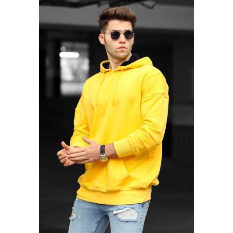 Madmext Yellow Men's Hoodie 9446 - Sarı