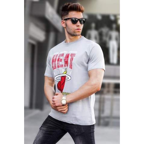 Men Printed Dye Gray Regular Fit T-Shirt 5812 - Boyalı gri