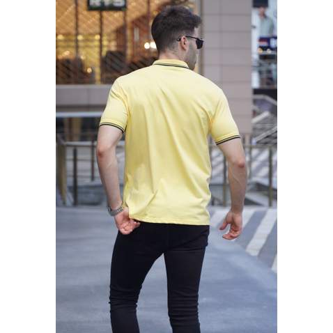 Striped Yellow Polo T-Shirt 5869 - Sarı