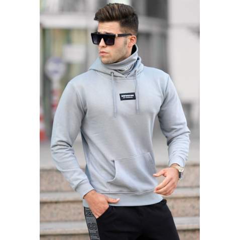 Madmext Boyalı Gri Baskılı Erkek Sweatshirt 5315 - Boyalı gri